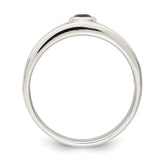 Sterling Silver Rhodium-plated Men's Blue Sapphire Ring